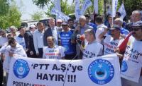 PTT AŞ´Yİ PROTESTO İÇİN 350 KM. YÜRÜDÜ